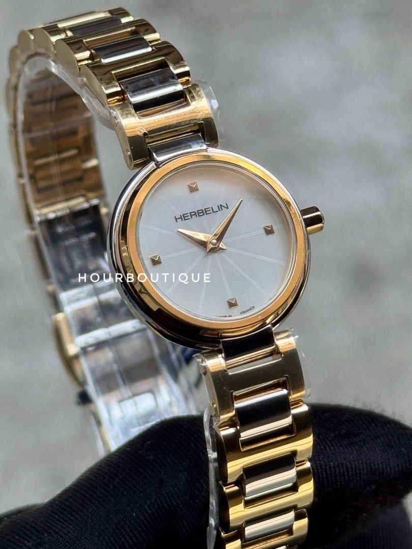 Brand New Herbelin Lady H Quartz Two Tone & Pearl Dial Made in France Watch 17312BT1N19