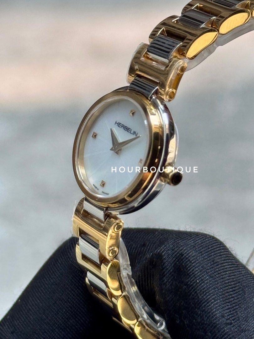 Brand New Herbelin Lady H Quartz Two Tone & Pearl Dial Made in France Watch 17312BT1N19