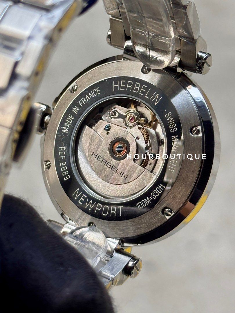Brand New Herbelin Newport Automatic MoonPhase Moon Surface Dial Made in France Watch 2889B15