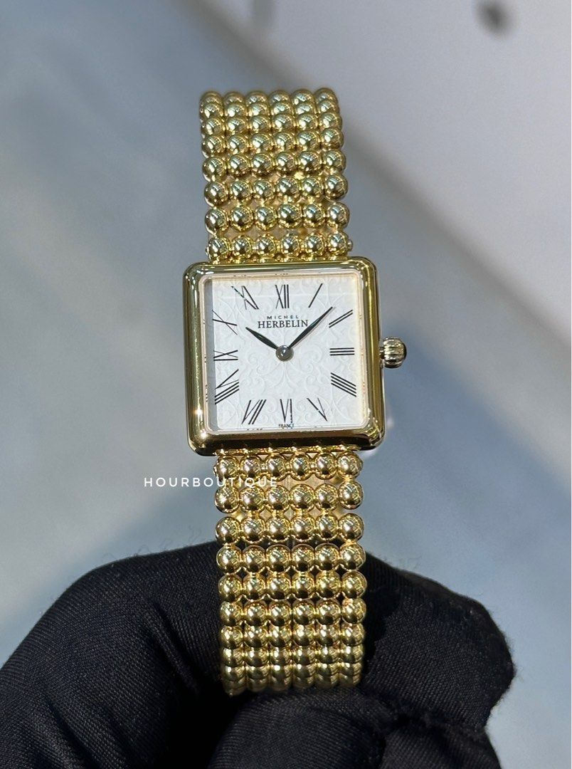 Brand New HERBELIN Pearles PVD Gold Case with Textured Dial Quartz Lady’s Dress Watch