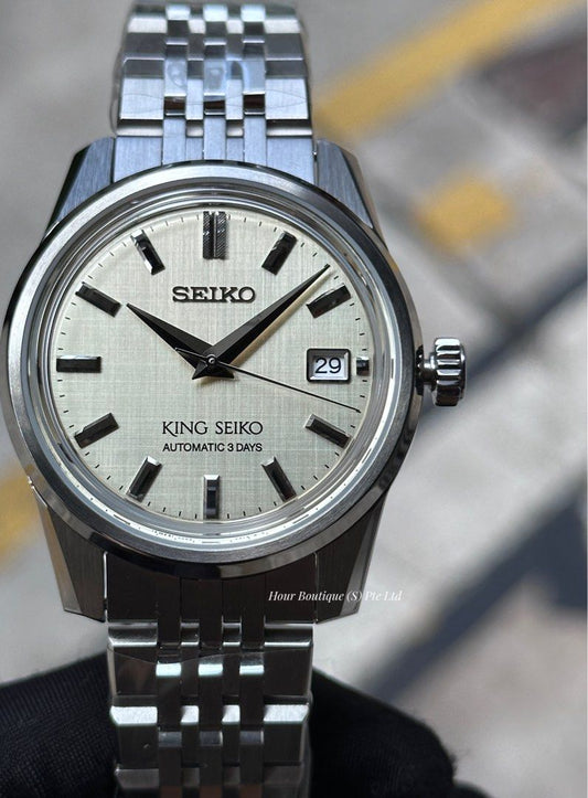Brand New King Seiko Textured Cream Dial Automatic Watch SDKS015