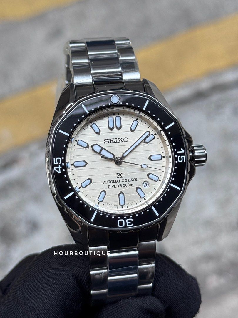 Brand New Latest Seiko Prospex Octagonal Cream Dial Automatic Divers Watch SBDC201 SPB481J1