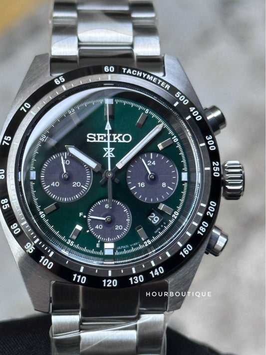 Brand New Made In Japan Seiko Prospex Green Dial SpeedTimer Chronograph Watch SBDL107