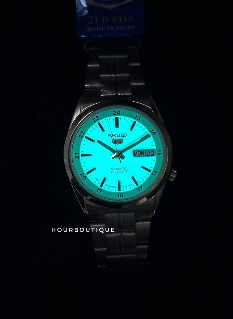 Brand New Made In Japan Seiko 5 Lume Dial PVd Gold Case Automatic Watch SNK578J1