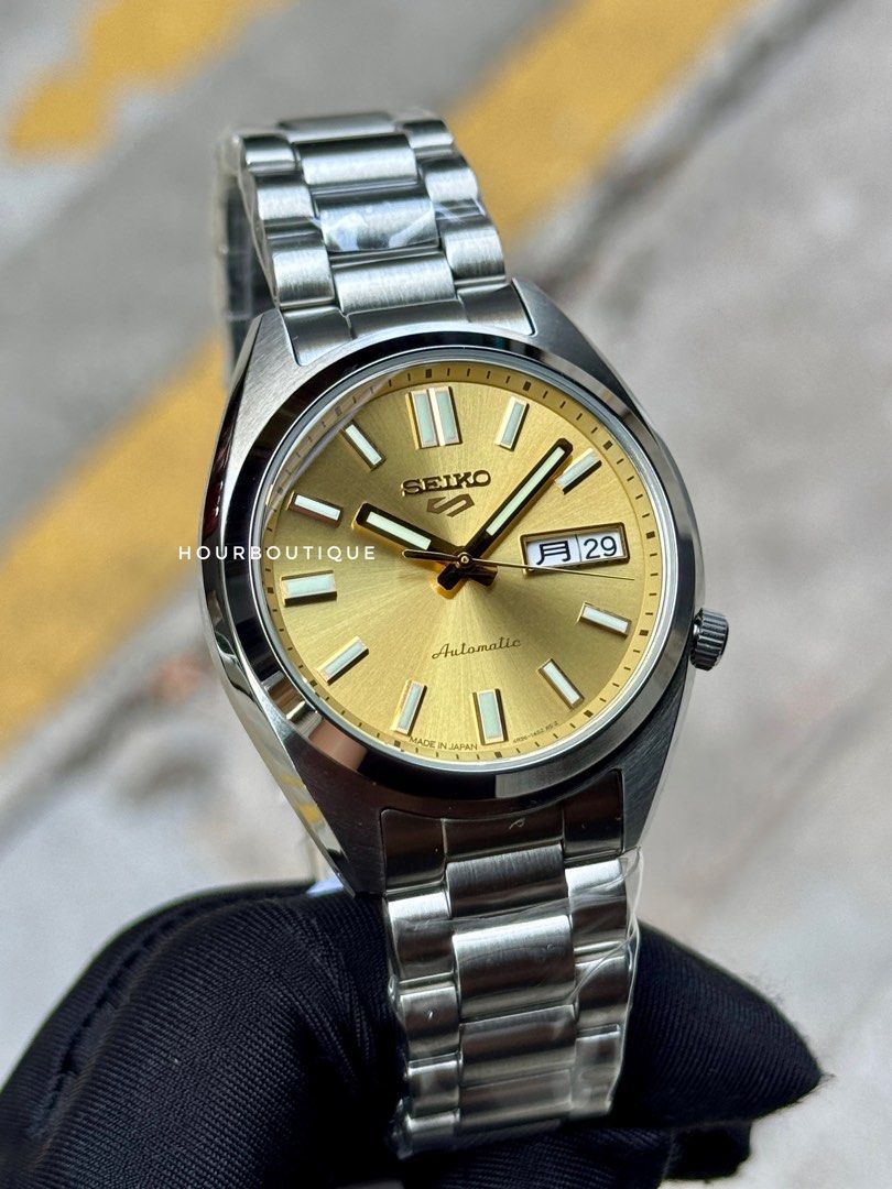 Brand New Made In Japan Seiko 5 SNXS Gold Dial Automatic Watch