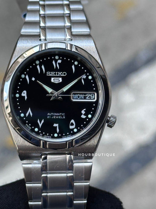 Brand New Made In Japan Series Seiko 5 Arabic Dial Mid Size Watch SNK063J5
