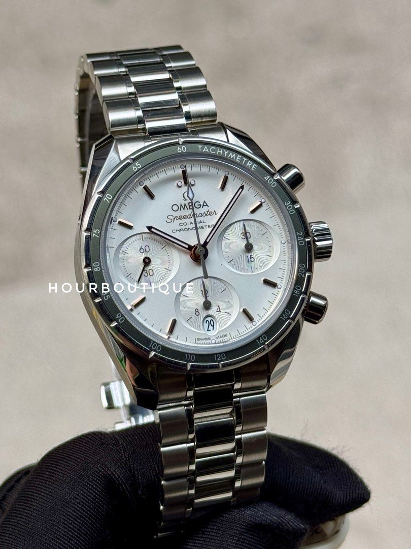 Brand New Omega SpeedMaster 38 Opaline Dial Automatic Chronograph Watch 324.30.38.50.02.001