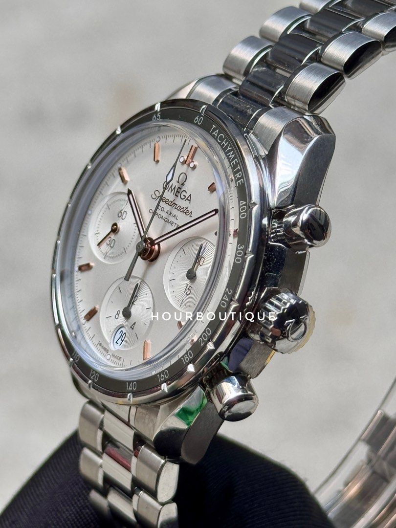 Brand New Omega SpeedMaster 38 Opaline Dial Automatic Chronograph Watch 324.30.38.50.02.001