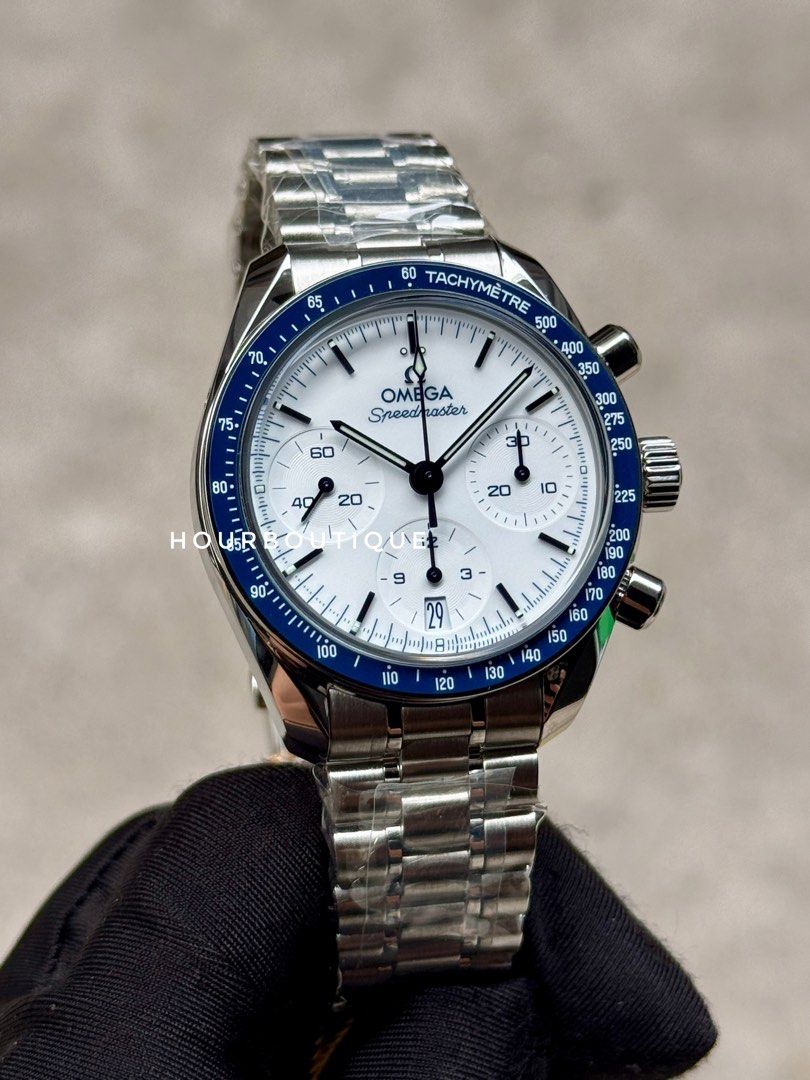 Brand New Omega SpeedMaster 38 White Dial Bezel Ceramic Bezel Watch 324.30.38.50.04.001