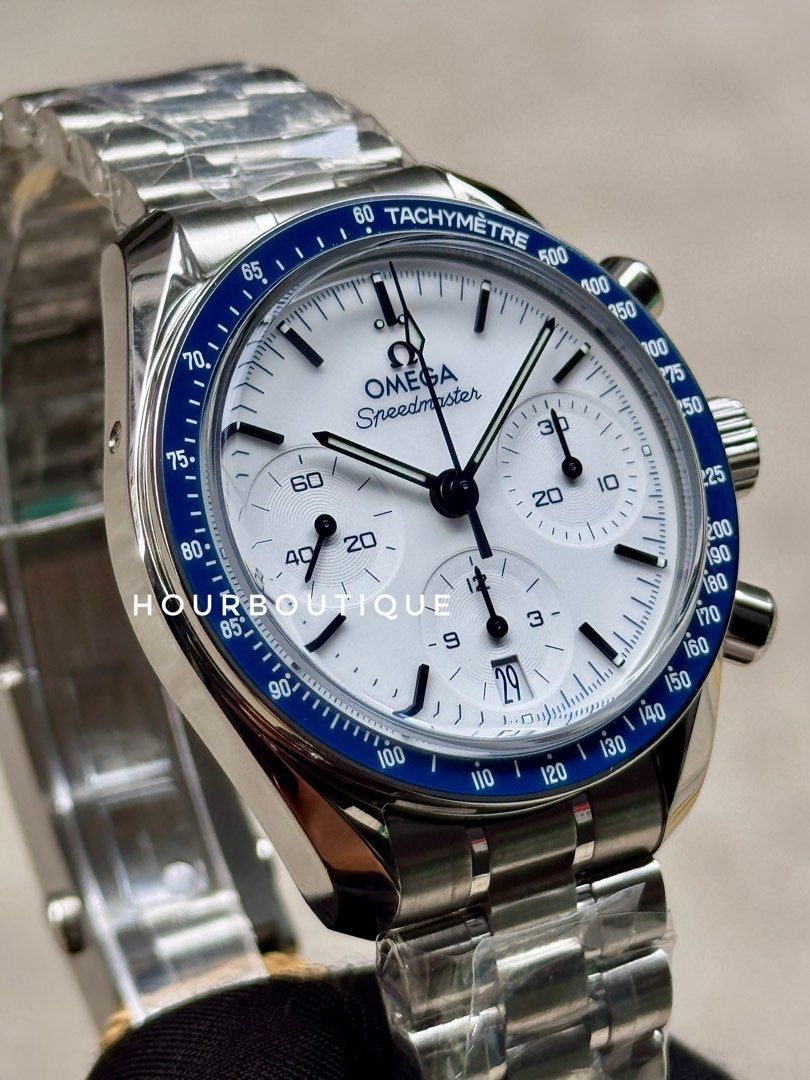 Brand New Omega SpeedMaster 38 White Dial Bezel Ceramic Bezel Watch 324.30.38.50.04.001