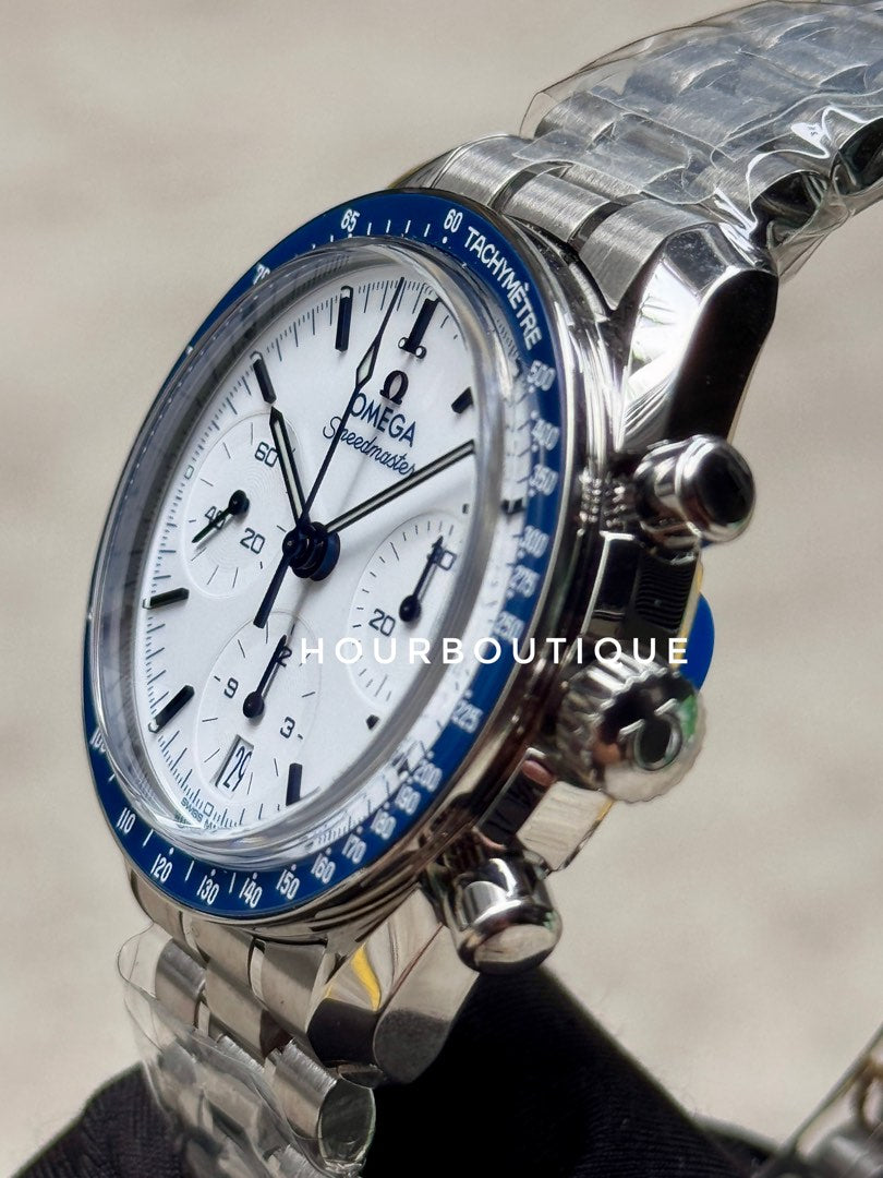 Brand New Omega SpeedMaster 38 White Dial Bezel Ceramic Bezel Watch 324.30.38.50.04.001