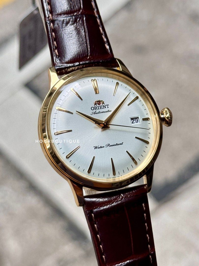 Brand New Orient 40mm Bambino Gold Case White Dial Automatic Watch RA-AC0028S