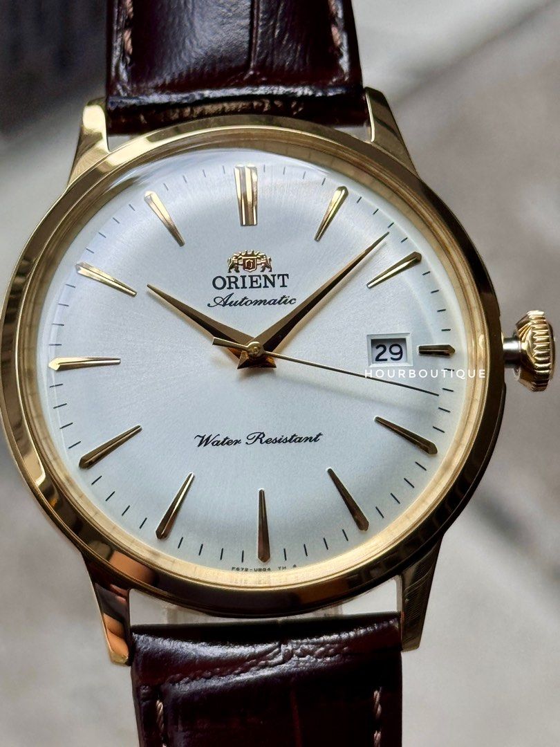 Brand New Orient 40mm Bambino Gold Case White Dial Automatic Watch RA-AC0028S