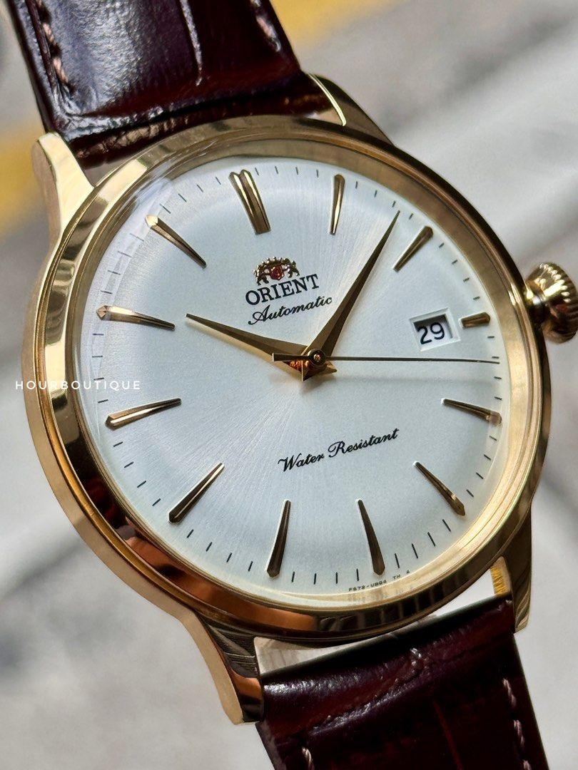 Brand New Orient 40mm Bambino Gold Case White Dial Automatic Watch RA-AC0028S