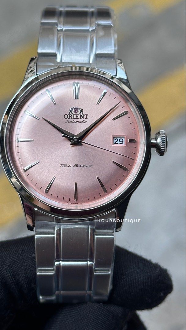 Brand New Orient Bambino 38mm Salmon Dial Automatic Watch RA-AC0M011Y