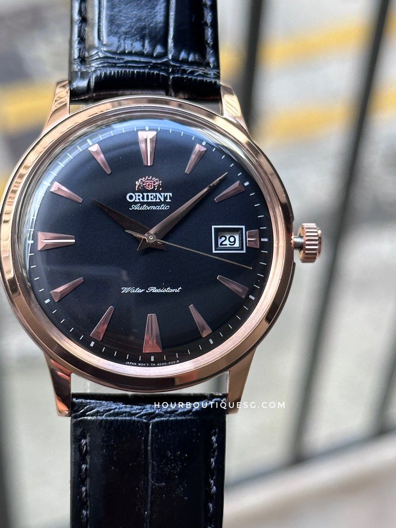Brand New Orient Bambino Rose Gold case with Black Dial Men’s Automatic Watch AC00001B