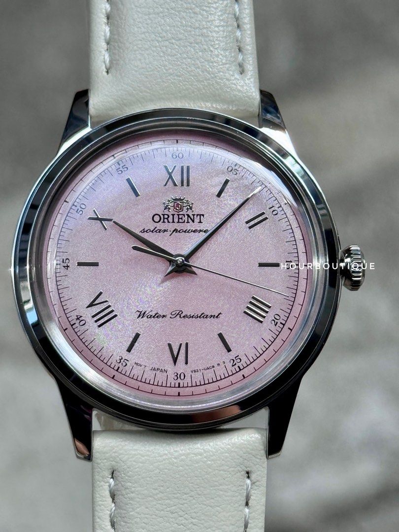 Brand New Orient Bambino Solar Powered Pastel Pink Dial Watch RA-WK0005P
