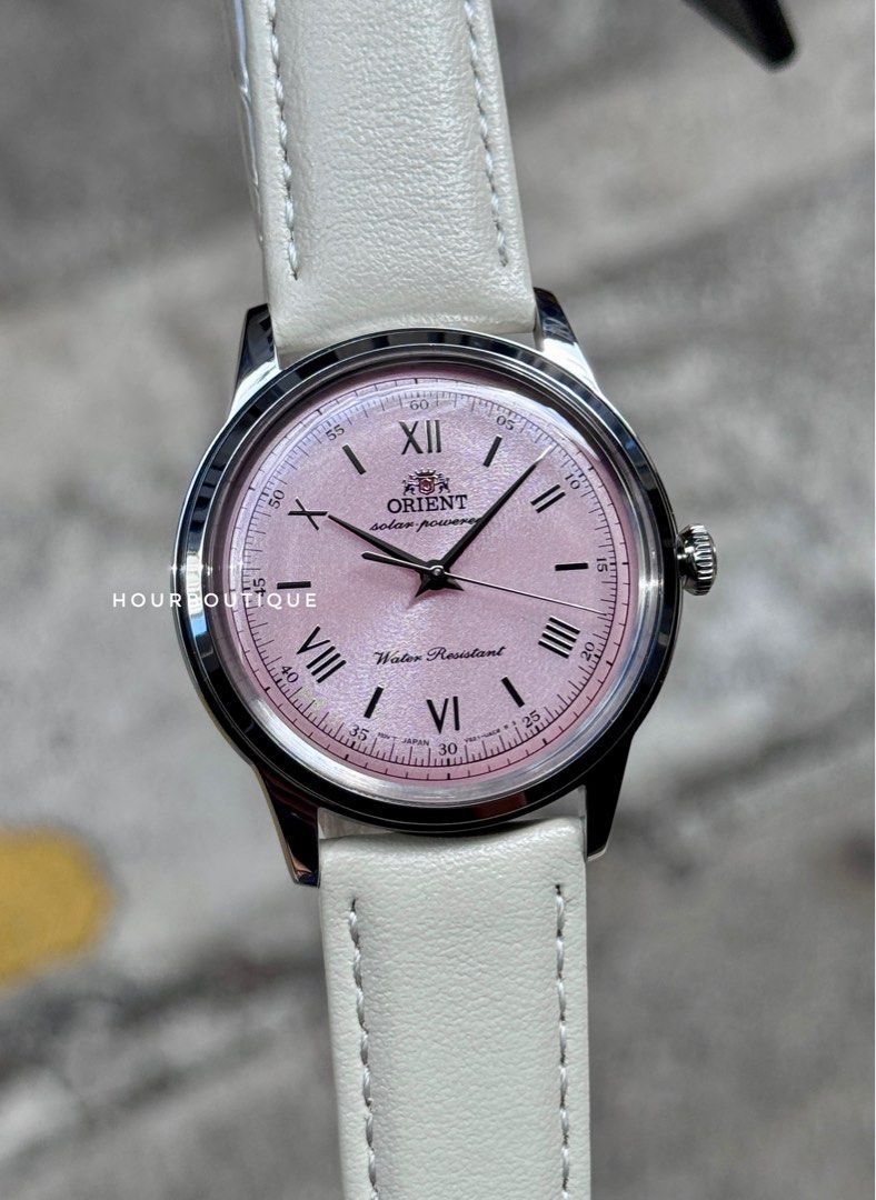Brand New Orient Bambino Solar Powered Pastel Pink Dial Watch RA-WK0005P