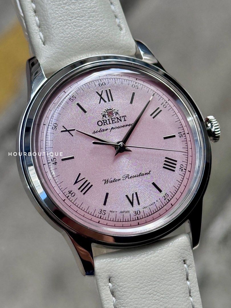 Brand New Orient Bambino Solar Powered Pastel Pink Dial Watch RA-WK0005P