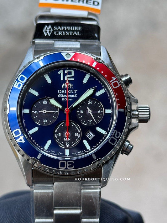 Brand New Orient Kamasu Pepsi Coloured Solar Powered Sapphire Crystal Divers Watch RA-TX0201L