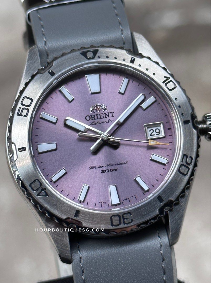 Brand New Orient Mako 3 Lilac Dial 40mm Automatic Diver Watch RA-AC0Q07V