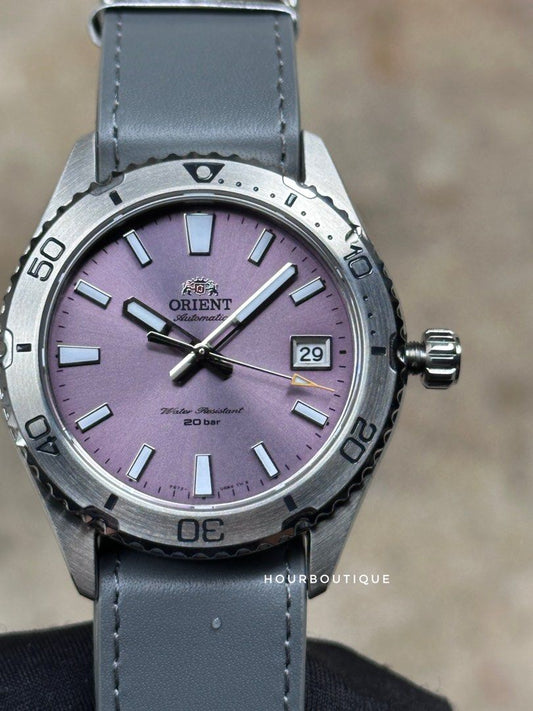 Brand New Orient Mako 40 Lilac Dial Automatic Divers Watch RA-AC0Q07V