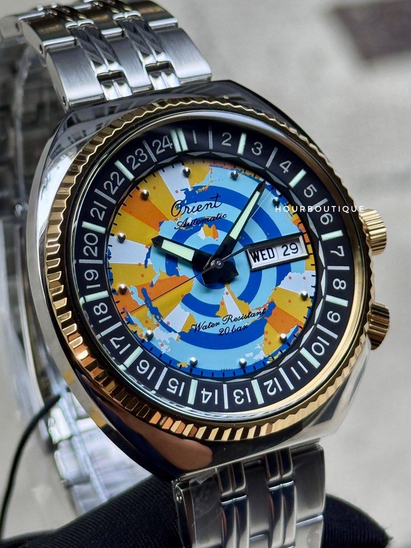Brand New Orient Re-Issue Colour WorldMap Automatic Watch RA-AA0E08Y
