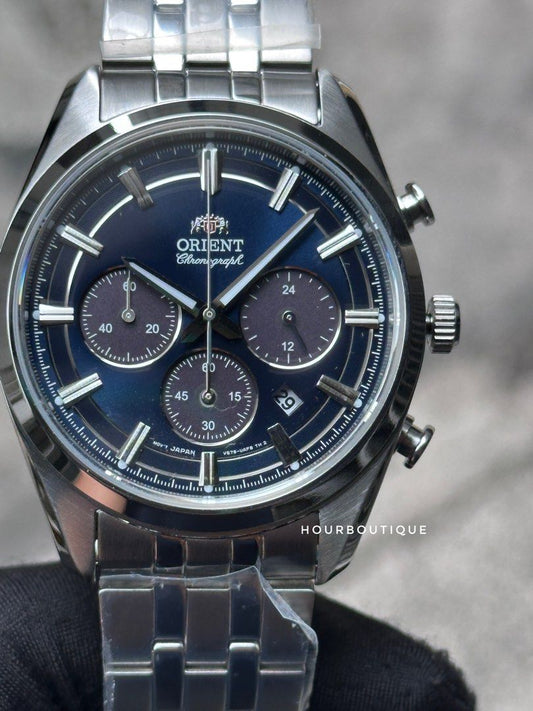 Brand New Orient Solar Powered Blue Dial Chronograph Watch RA-TX0303L