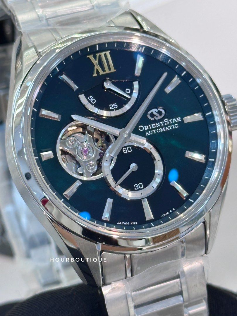 Brand New Orient Star Green Pearl Dial Open Heart Automatic Watch RE-ABY0005A