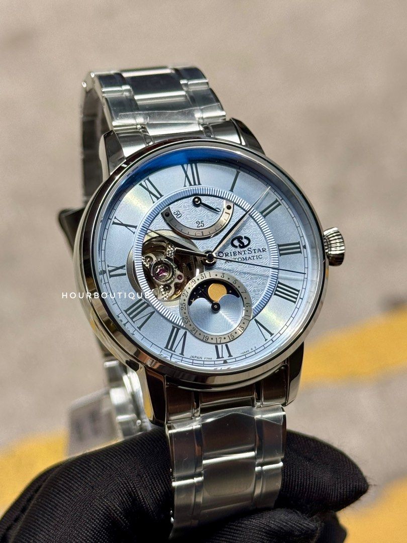 Brand New Orient Star Latest Sky Blue Dial MoonPhase Automatic Watch RE-BT0007L 190pc