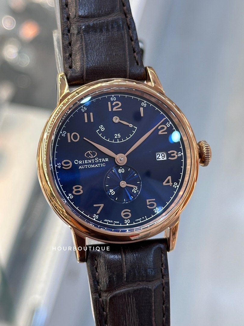 Brand New Orient Star Rose Gold Case with MidNight Blue Dial Mens Automatic Watch RE-AW0005L
