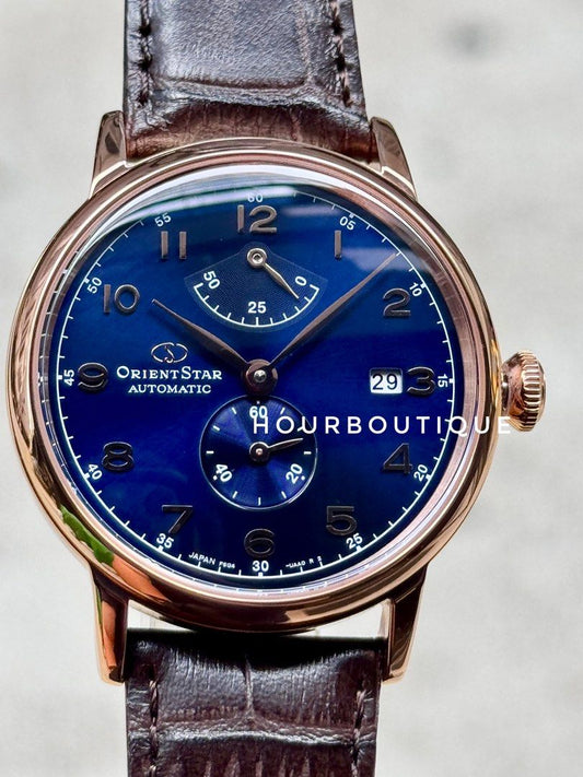 Brand New Orient Star Rose Gold Case Midnight Blue Dial Automatic Dress Watch RE-AW0005L