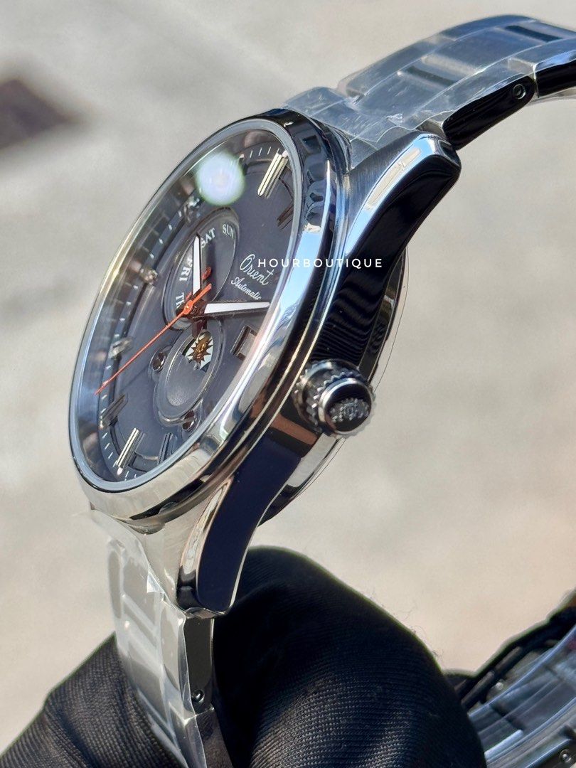 Brand New Orient Sun & Moon 75th Anniversary Automatic Grey Dial Watch RA-AK0311N