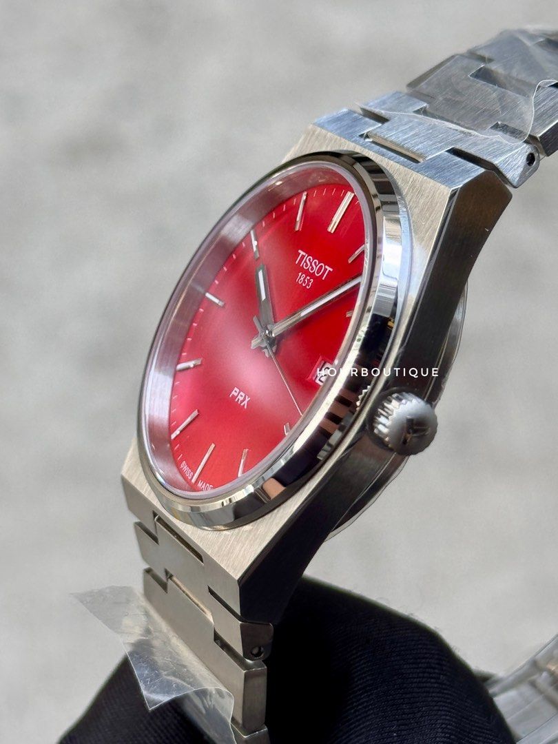 Brand New Prx Quartz Sunray Red Dial 40mm Swiss Made Watch T137.410.11.421.00