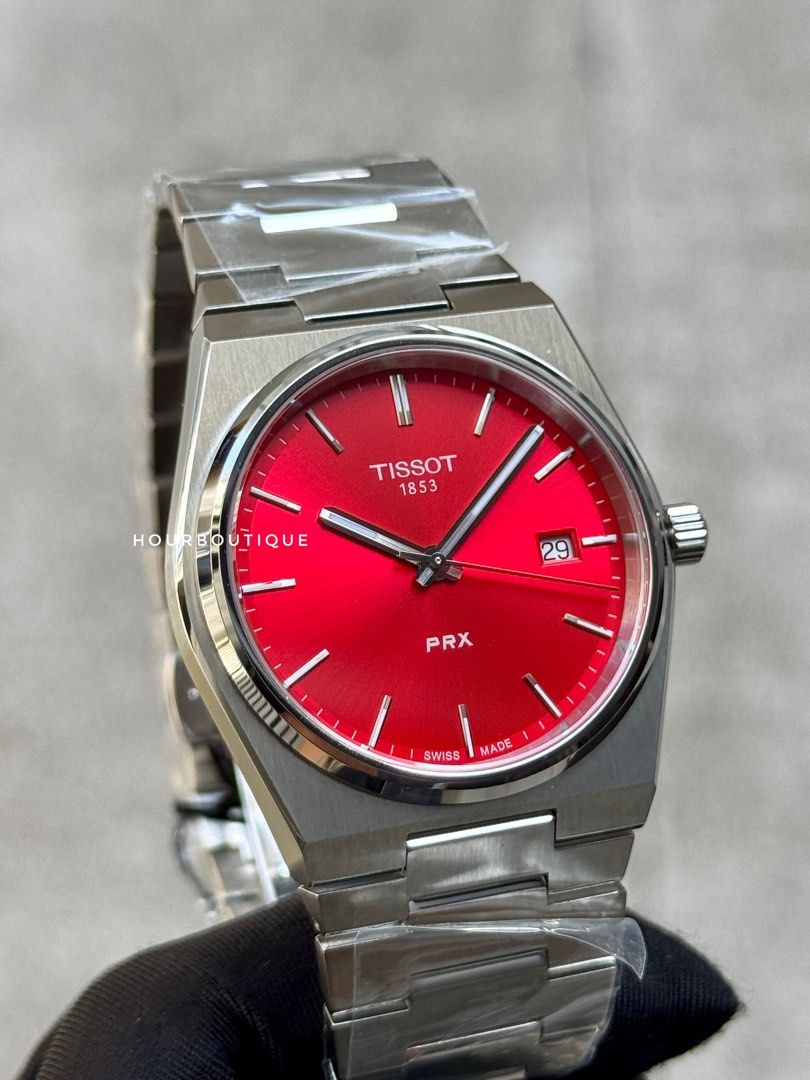 Brand New Prx Quartz Sunray Red Dial 40mm Swiss Made Watch T137.410.11.421.00