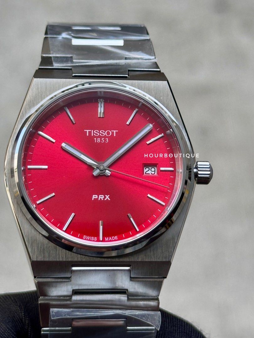 Brand New Prx Quartz Sunray Red Dial 40mm Swiss Made Watch T137.410.11.421.00