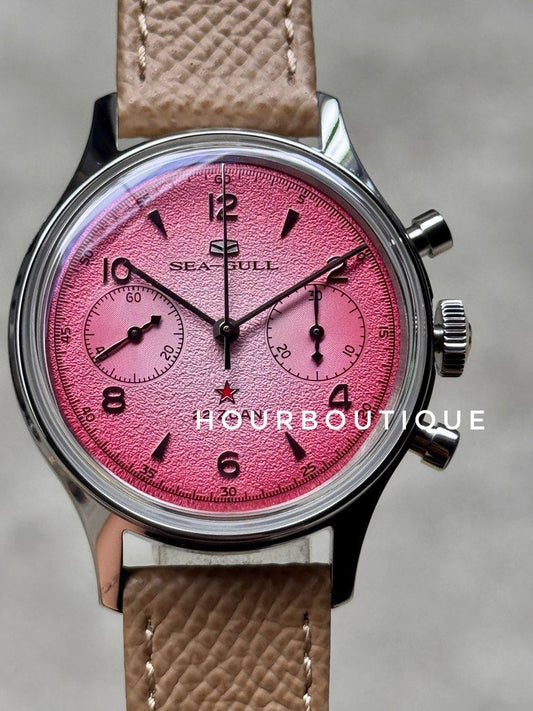 Brand New Seagull 1963 Gradient Pink Dial Mechanical Chronograph Watch