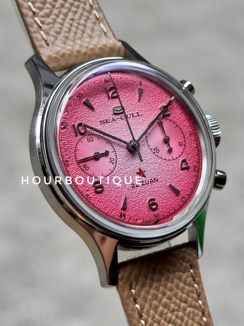 Brand New Seagull 1963 Gradient Pink Dial Mechanical Chronograph Watch