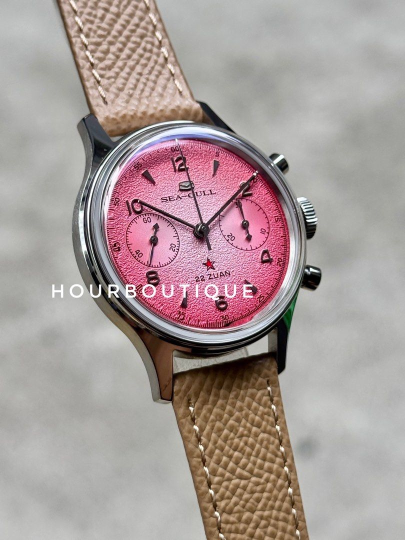 Brand New Seagull 1963 Gradient Pink Dial Mechanical Chronograph Watch