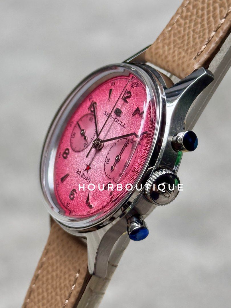 Brand New Seagull 1963 Gradient Pink Dial Mechanical Chronograph Watch