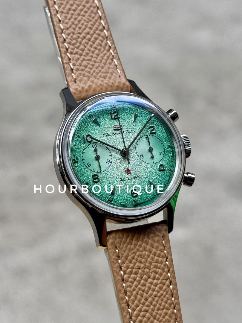 Brand New SeaGull 1963 Gradient Green Dial Mechanical Chronograph Watch