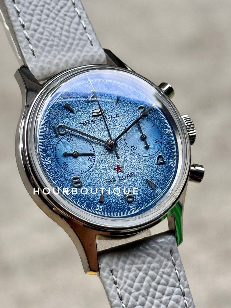 Brand New SeaGull 1963 Gradient Blue Mechanical Chronograph Watch
