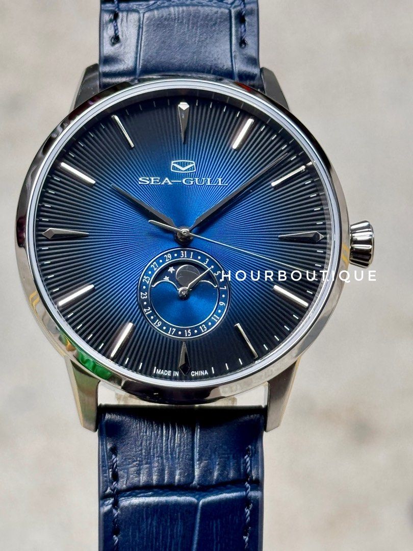 Brand New SeaGull Blue Dial Classic MoonPhase Automatic Watch
