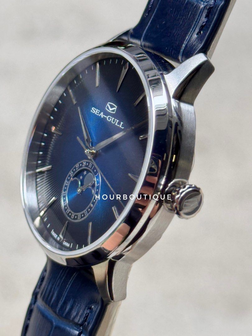 Brand New SeaGull Blue Dial Classic MoonPhase Automatic Watch