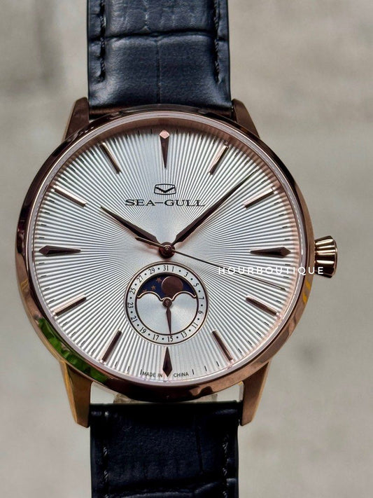 Brand New SeaGull Classic Rose Gold Case Automatic MoonPhase Watch