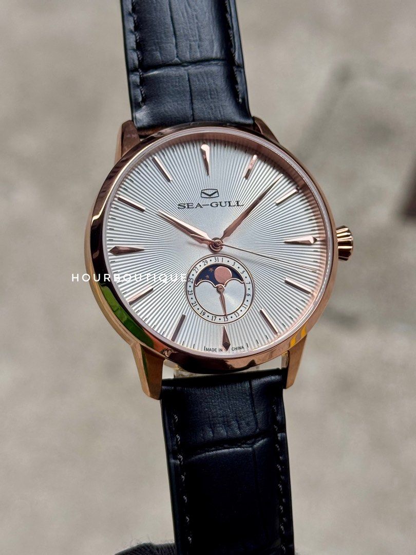 Brand New SeaGull Classic Rose Gold Case Automatic MoonPhase Watch
