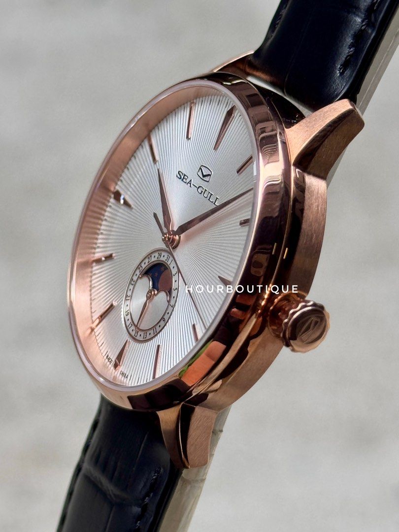 Brand New SeaGull Classic Rose Gold Case Automatic MoonPhase Watch