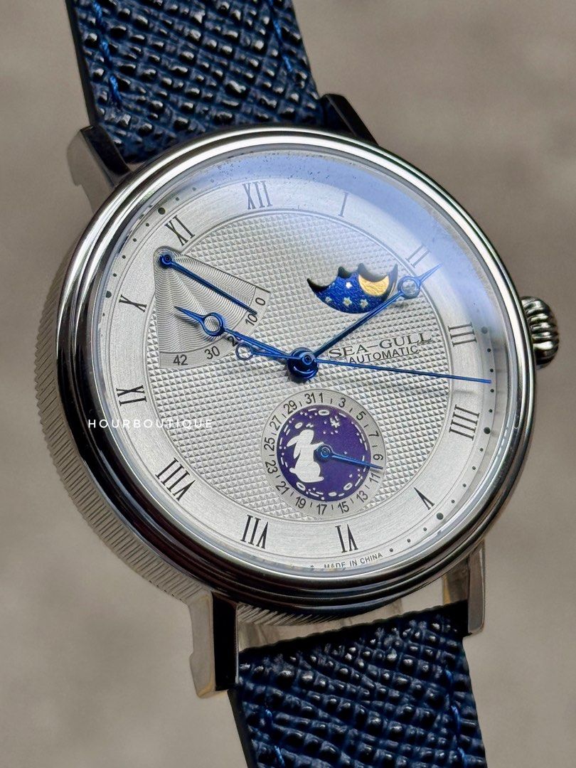 Brand New SeaGull MoonPhase Automatic Watch with Rabbit Sub Dial