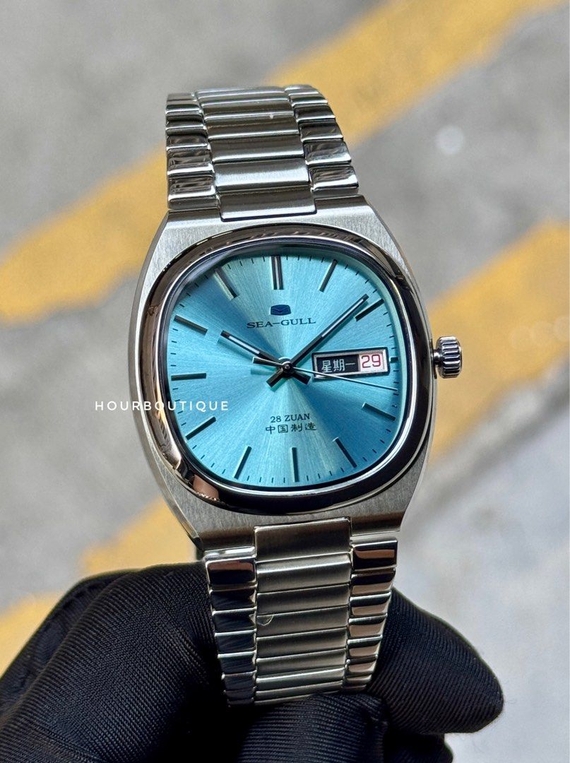 Brand New SeaGull Square Case, Sky Blue Dial Automatic Watch