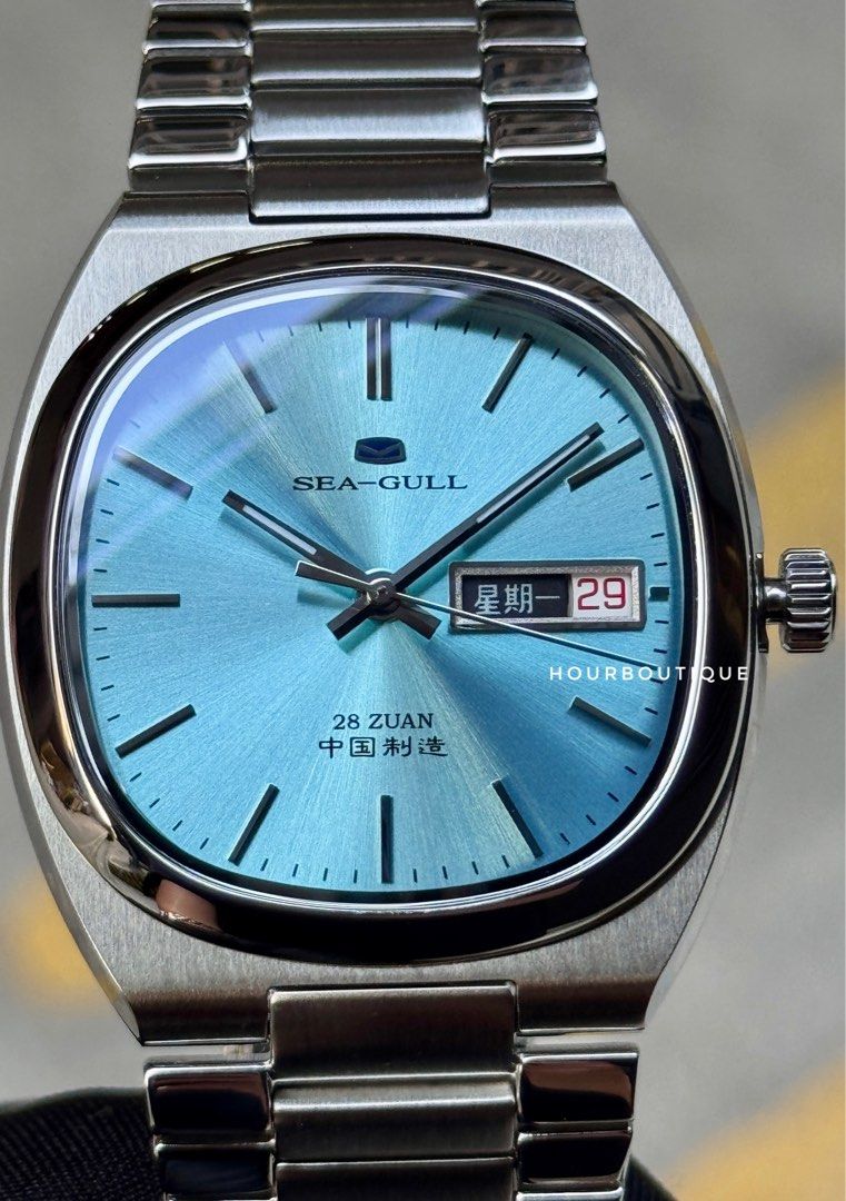Brand New SeaGull Square Case, Sky Blue Dial Automatic Watch